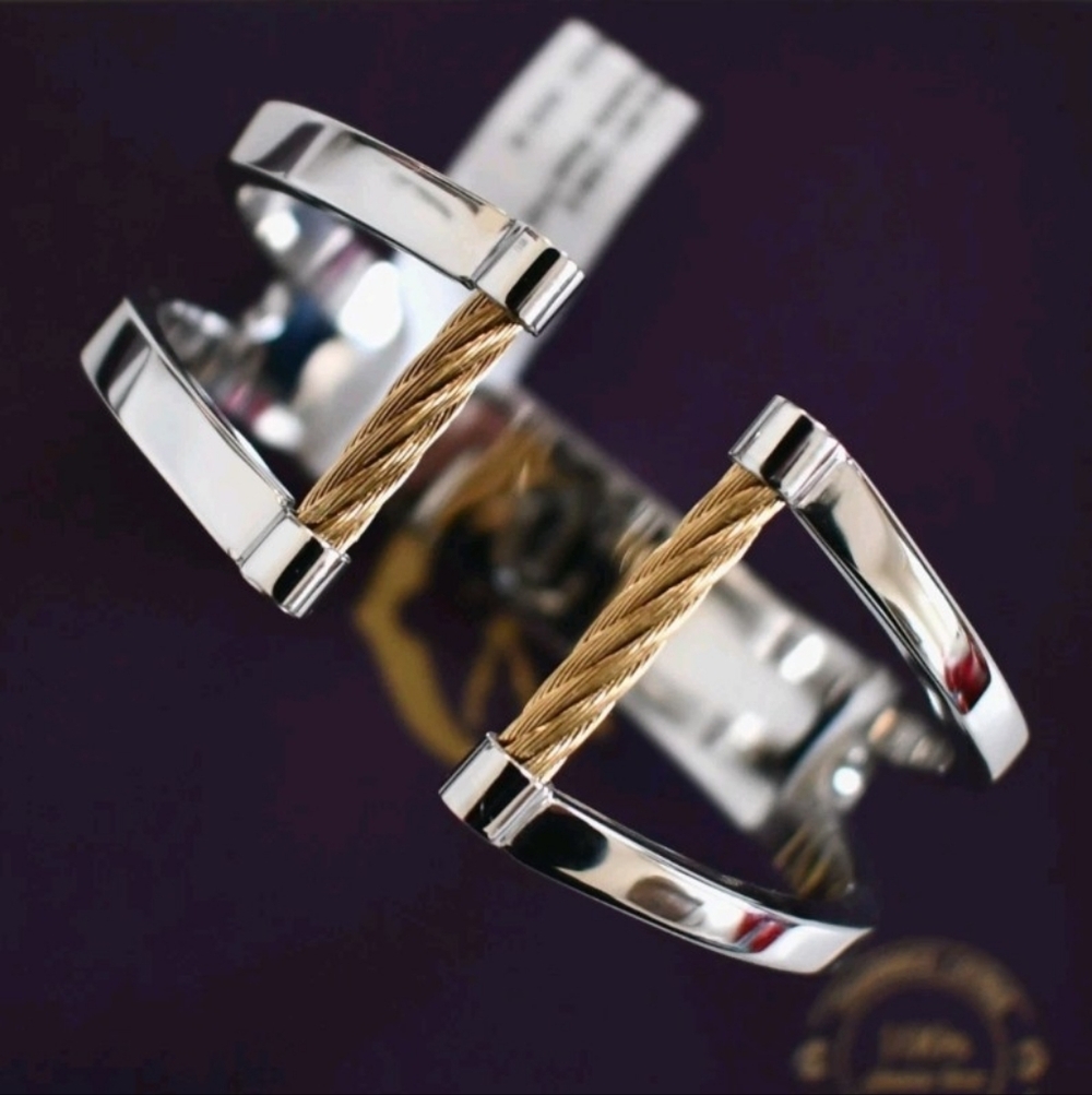 NIB XL Women’s Charriol Cable Cuff Bracelet Silver & Gold Tone Luxury Jewelry - Picture 3 of 7